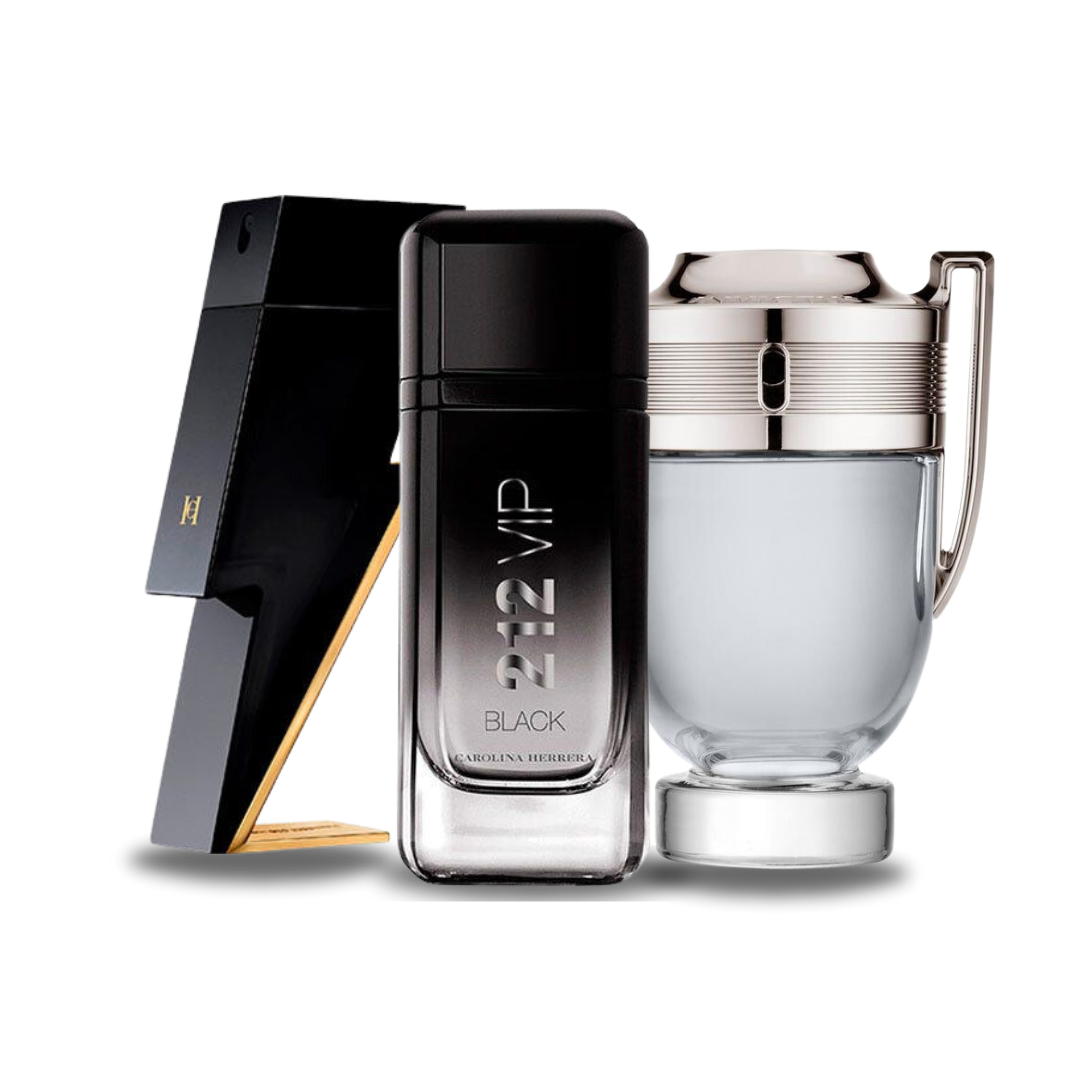 3 Parfum Combinatie - Bad Boy von Carolina Herrera, 212 VIP Black Carolina Herrera, Invictus Paco Rabanne (je 100ml)